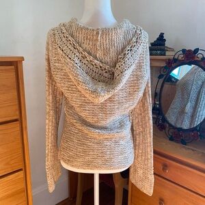 Women's Beige Knit Sweater with Hood